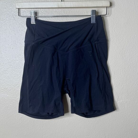 Gymshark Shorts Women's Small Black High Waisted Crossover Gym Active Wear - Picture 1 of 6